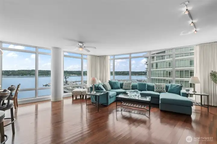 Surrounded by floor to ceiling windows to highlight that amazing water and mountain view!