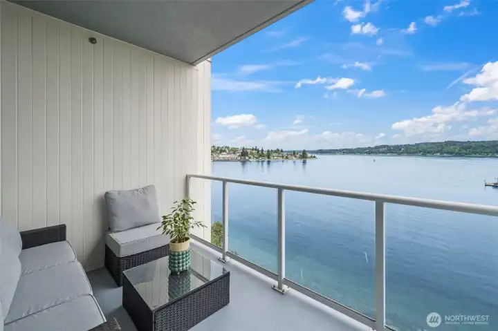 Enjoy views galore from the covered balcony.