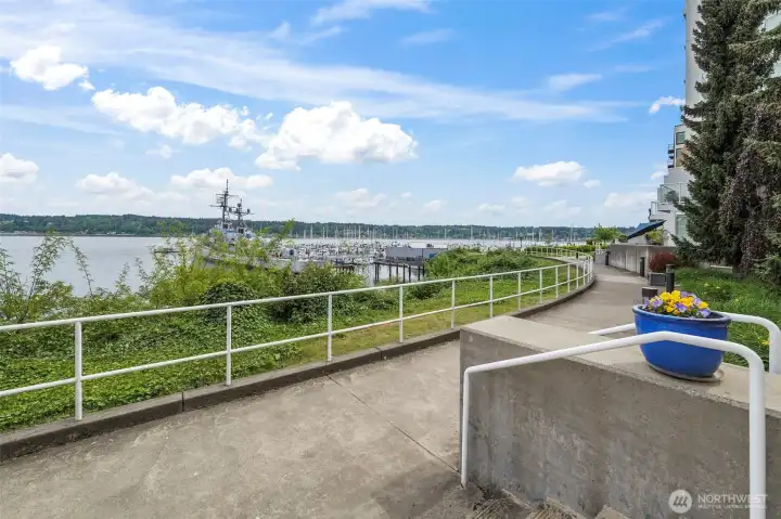 Public waterfront walking paths steps from your private entrance to your building.