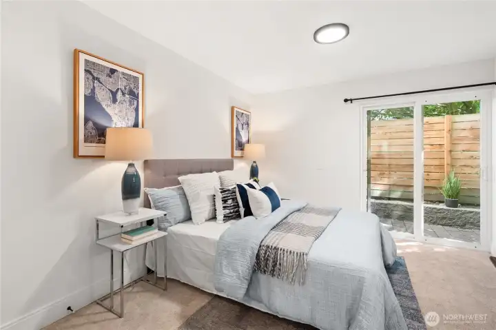 Guest bedroom on lower floor with thoughtful design and layout Guest bedroom on lower floor with thoughtful design and layout