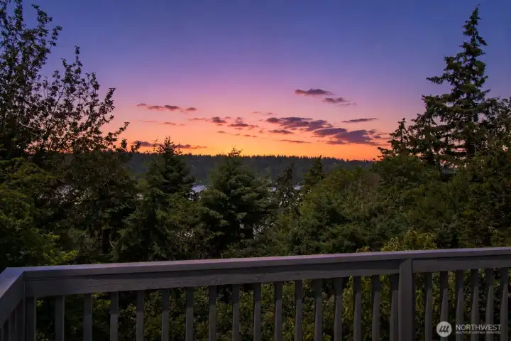Enhanced twilight photo from upper deck facing west.