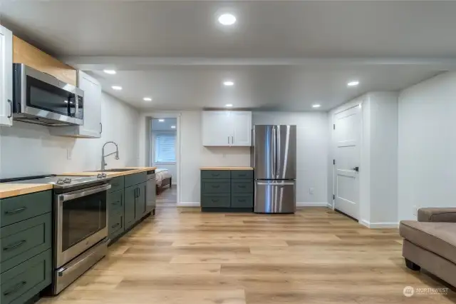 Kitchen/Living in the 2 Bed/1 Bath 3rd suite on the Lower level