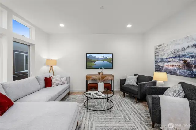 Photos of model home 9213 with similar finishes & floor plan.
