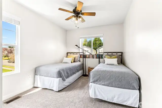 Ceiling fans in both bedrooms upstairs.