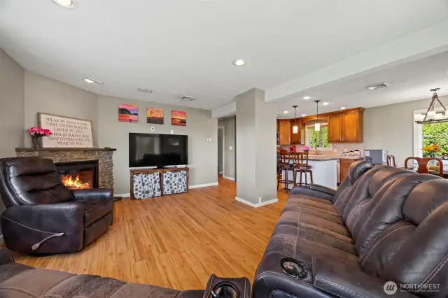 Living room open concept into Kitchen area.