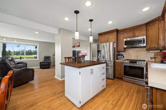Kitchen into Living space.