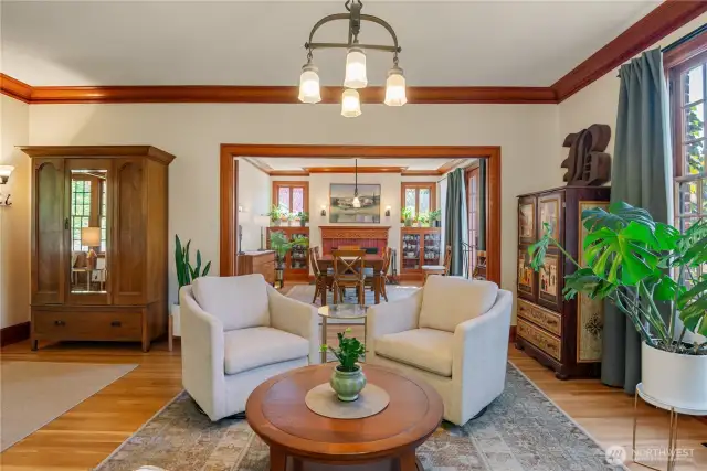 Visions of dinner await in the adjoining dining room.