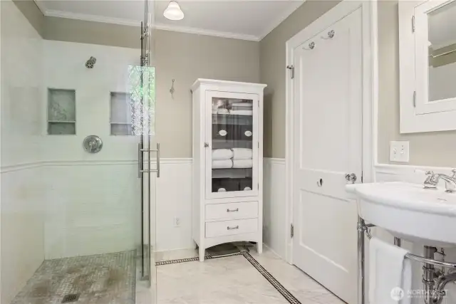 Beautifully tiled walk-in shower.
