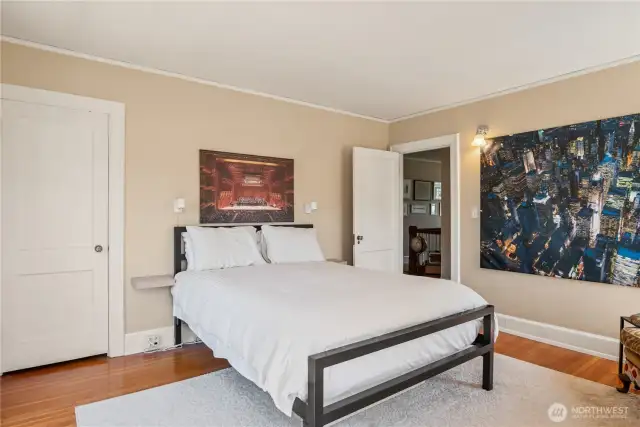 The bedroom is conveniently located next to the upstairs hall bath.