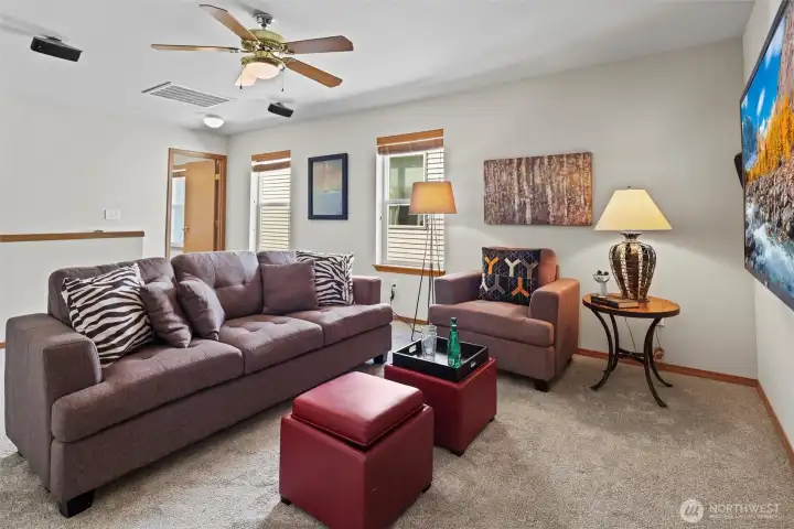 Large bonus area upstairs for movies or games!