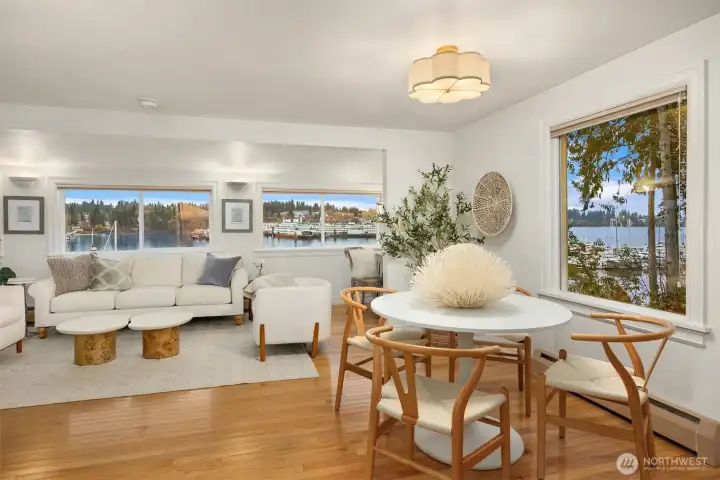 Sweeping views of the water, marina and mountains