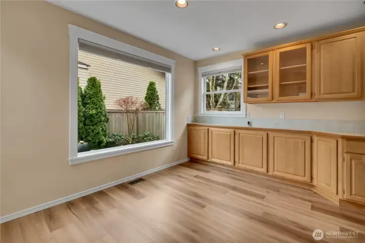Breakfast Nook. All windows upgraded with Marvin glass & fiberglass frames, updated trim, and top-down bottom-up Douglas Hunter shades.