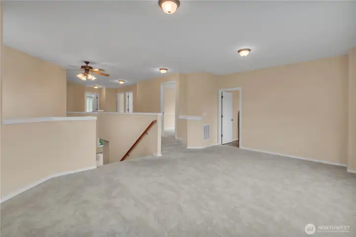Upstairs Bonus Room. Makes for a well lit play space, entertainment area, or home gym.
