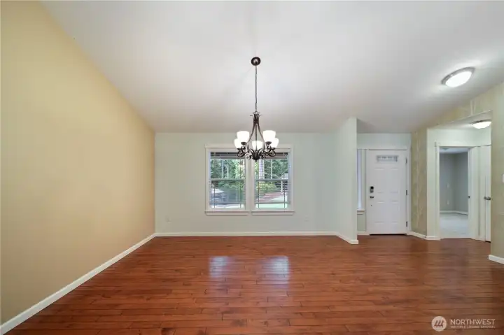 View from the great room into dining room.