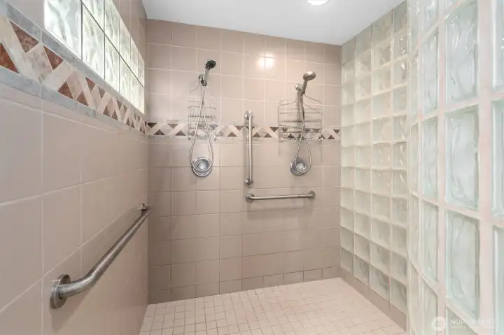 Large two-person walk-in shower in Primary suite. Large two-person walk-in shower in Primary suite.