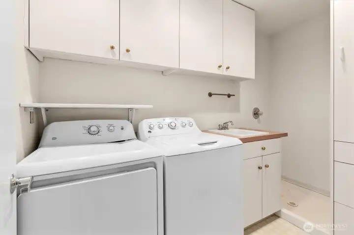 Laundry room with pet-washing station. Laundry room with pet-washing station.