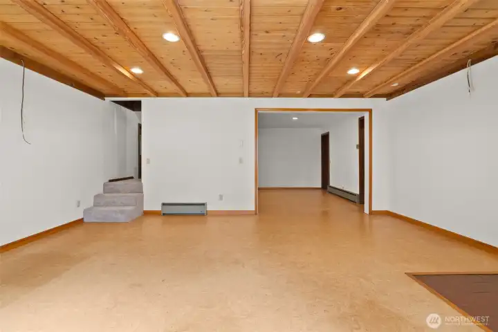 Lower level bonus space with cork flooring