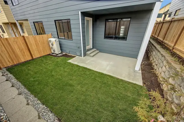 Covered Patio! The backyard is of a different lot