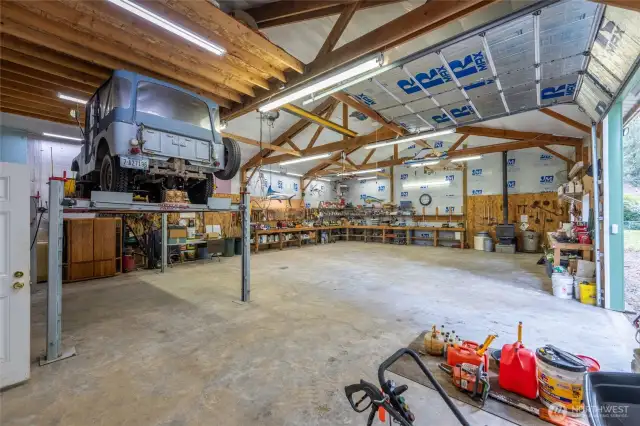 This portion of the shop has space for multiple vehicles.
