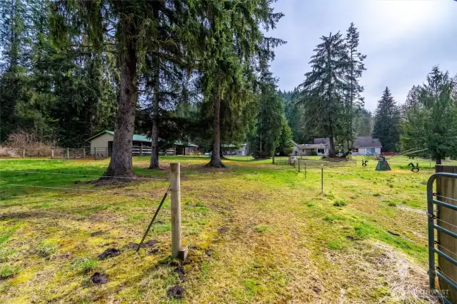 A view looking south to the house and barn, about halfway between the river and house.