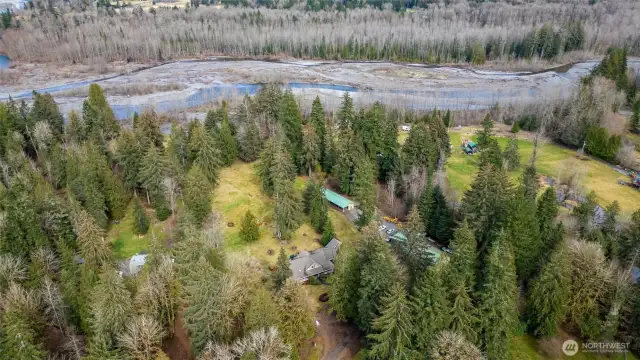 An aerial view of the property
