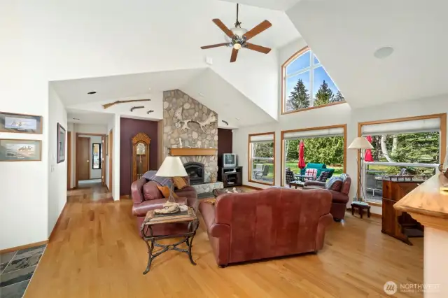 Tall windows let in lots of light.