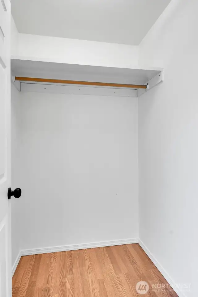 The walk-in closet for ground floor bedroom.