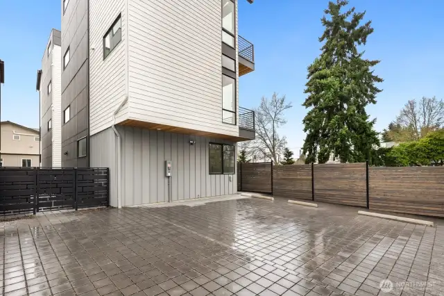 Each home has an off-street EV ready parking pad in the courtyard area.
