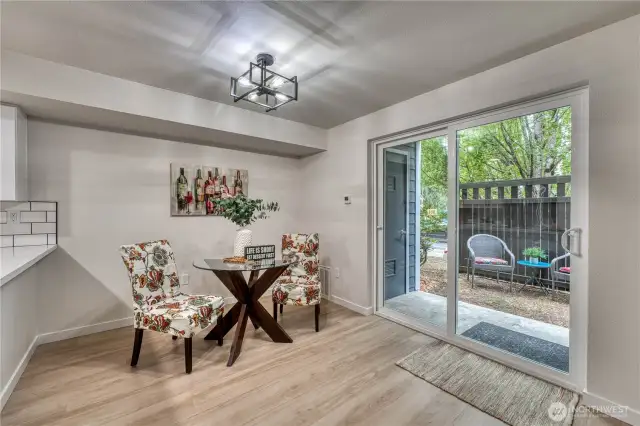 Nice dining area leading to a private patio.