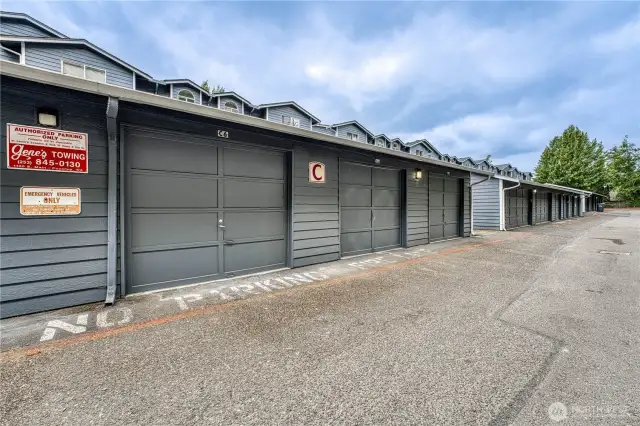 Personal oversized 1 car garage. An additional parking spot to the right out of photo.