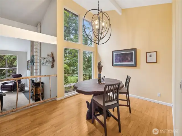 The vaulted formal dining room