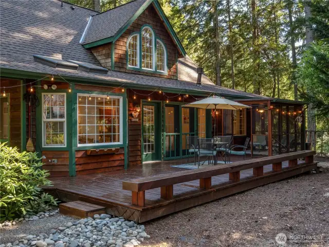 The large wrap around deck is wonderful for entertaining.