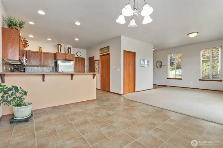 Very generous dining, living and kitchen areas on the main floor