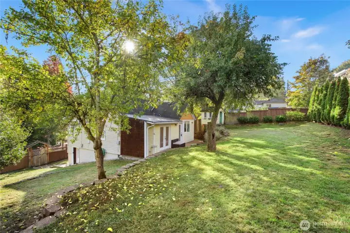View from NW corner of the property.  There is a large storage shed out of frame.