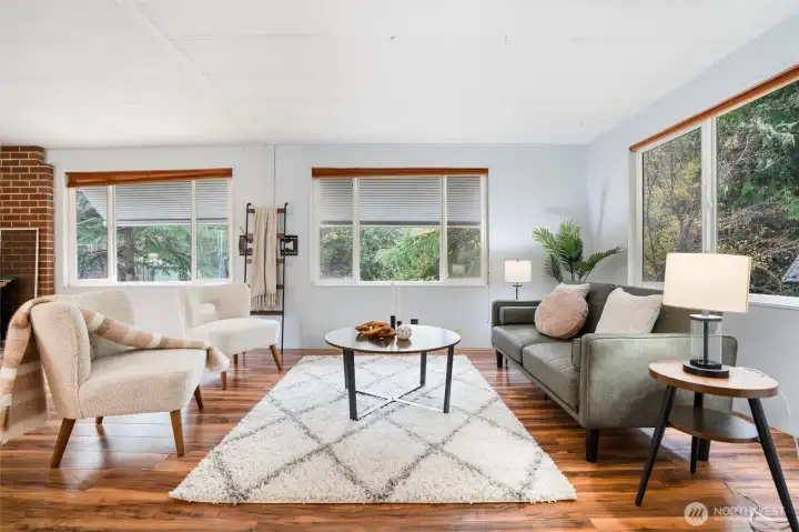 Large living room with plenty of natural light