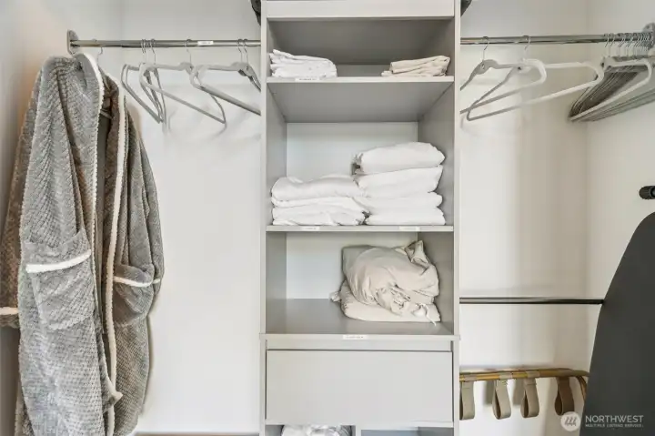 Built-in shelving in primary closet