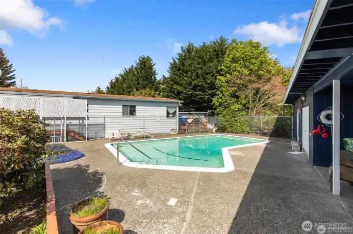 community pool and poolhouse