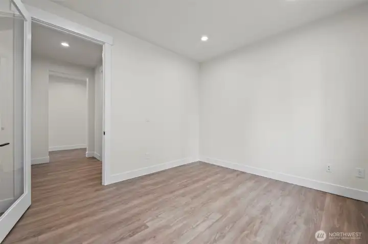 Home office with glass door