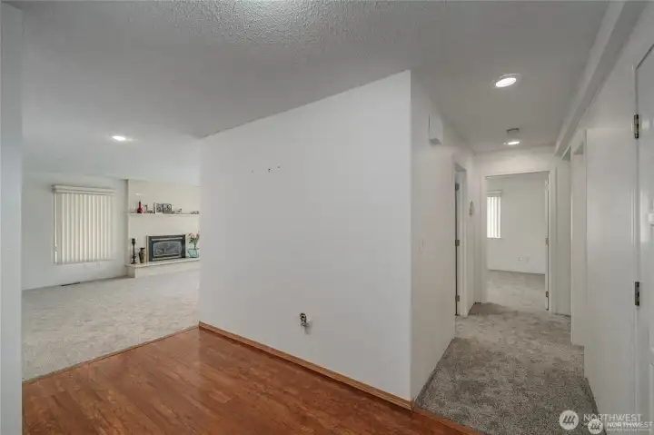 Entrance hall and living room and bedrooms