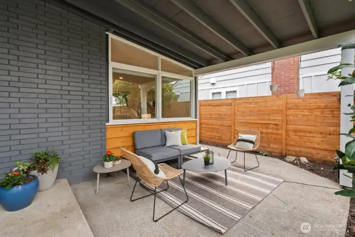 Front West facing covered Patio