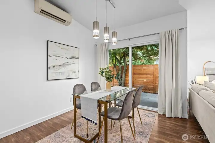 Dining with out side access to dining patio