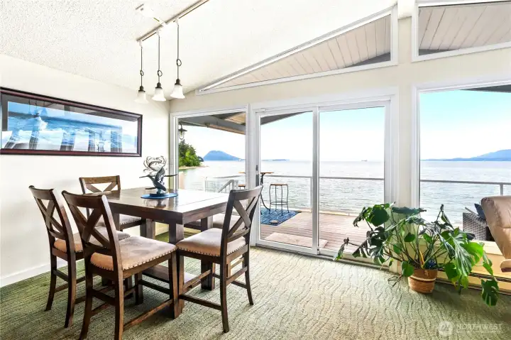 Dining area with a view of the bay