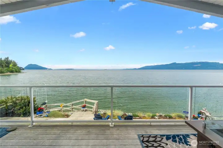 View from upper deck, and stairs leading to the beach and your boat mooring