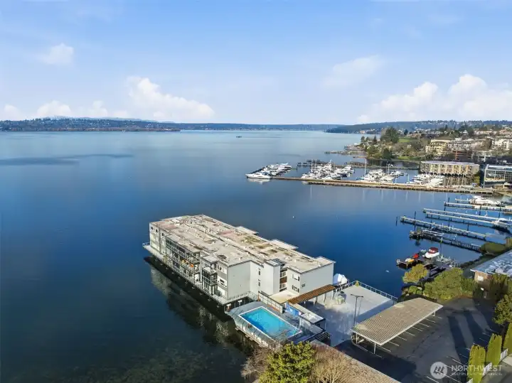 Marina views and open water beyond