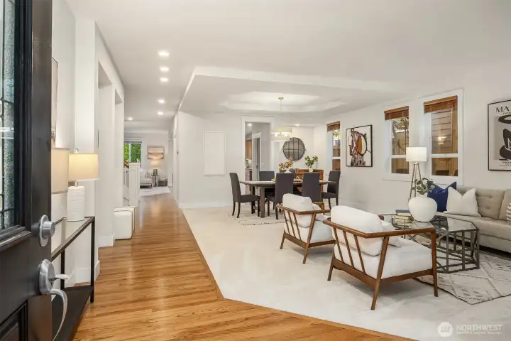 Rich Craftsman millwork, custom built-ins, fresh interior and exterior paint (June 2026), new carpet throughout (June 2026), and abundant natural light create a warm and inviting atmosphere.
