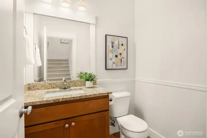 Powder bathroom on the main level.