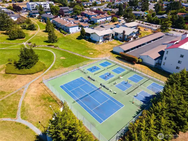 Skyline community tennis and pickle ball courts.