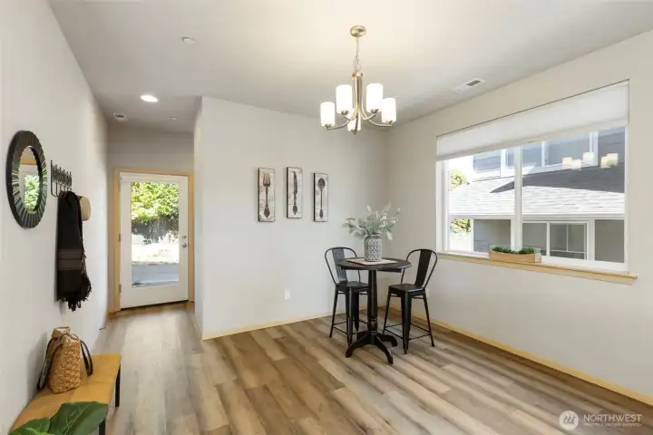 Sunny dining nook perfect for your morning beverage.