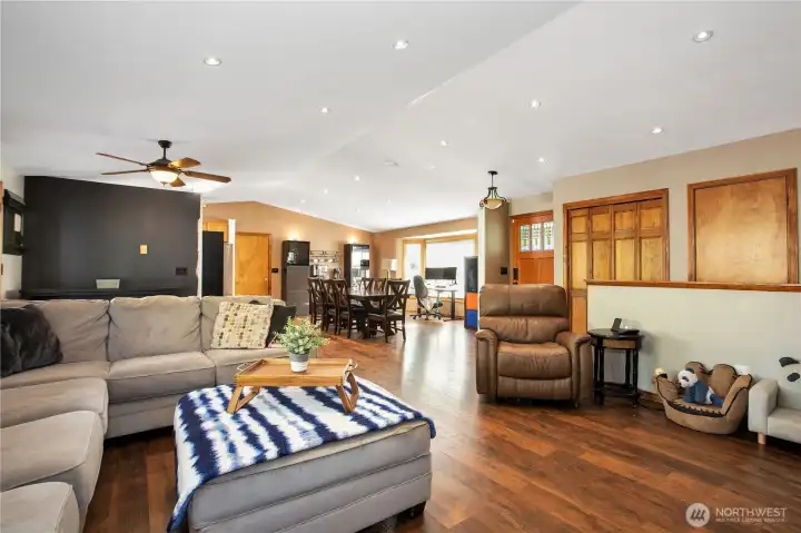 Nice vaulted ceilings in the living areas and real wood doors and mill work!
