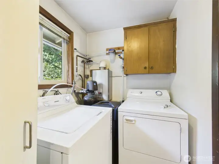 Utility room and canning room with insta hot water tank and water softeners